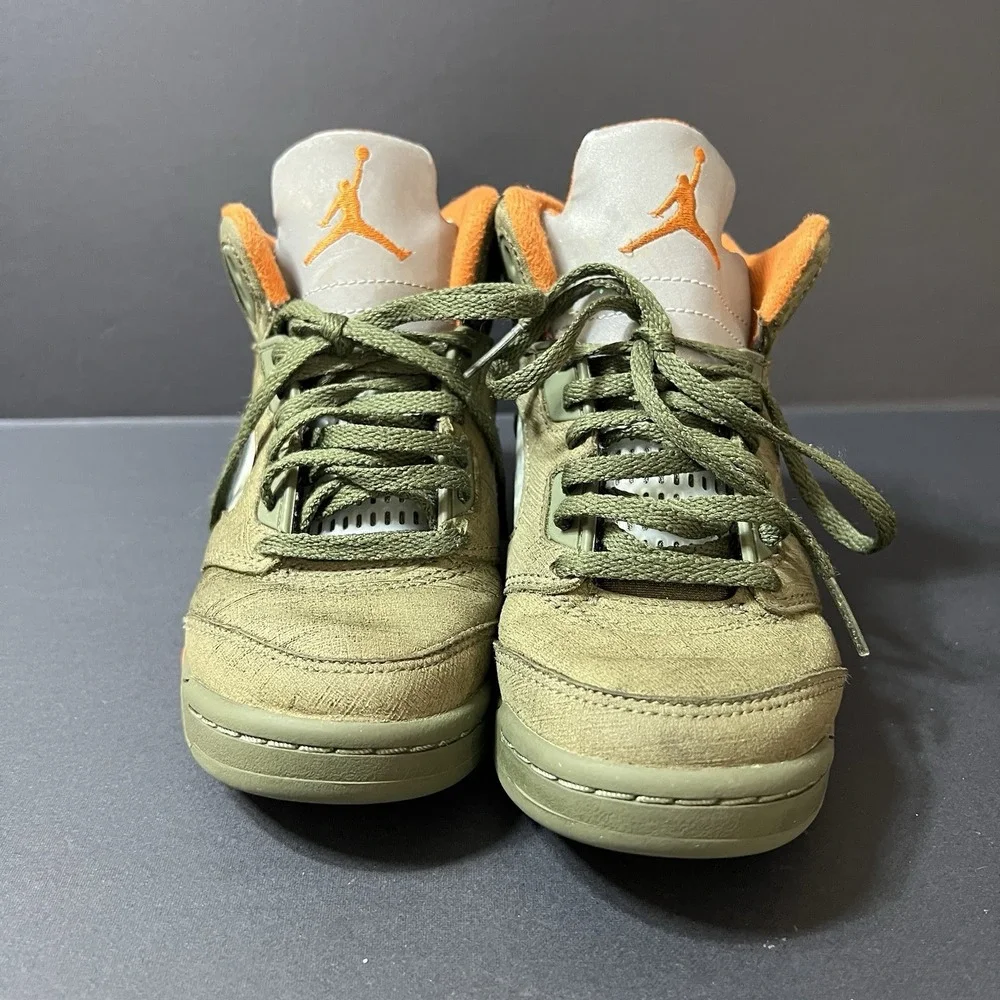 Nike Air Jordan 5 Retro Olive Army-Solar Orange Kids 440889-308 Youth Size 1Y
